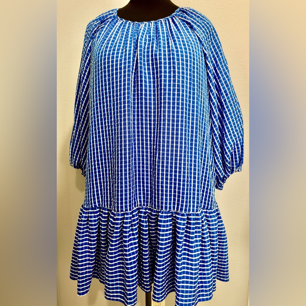 Blue and White Striped Dress